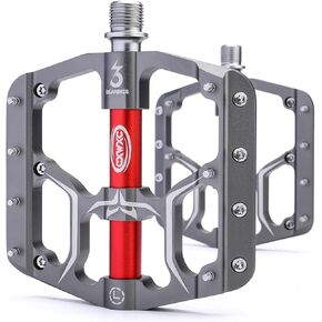 Road/Mountain Bike Pedals - 3 Bearings 9/16" Aluminum Alloy Bicycle Pedals - Mountain Bike Pedal with Removable Anti-Skid Nails
