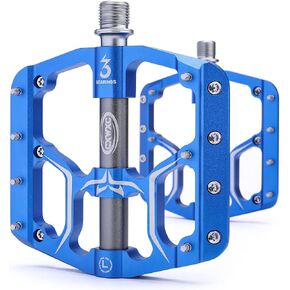 Road/Mountain Bike Pedals - 3 Bearings 9/16" Aluminum Alloy Bicycle Pedals - Mountain Bike Pedal with Removable Anti-Skid Nails in Kuwait