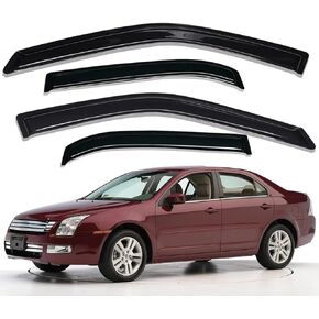 Lightronic WV94550 Outside-Mount Car Window Rain Guards Deflectors & Visors, Dark Smoke, 4-Pieces Set, Fits 2006-2012 Ford Fusion, 2007-2012 Lincoln MKZ, 2006-2010 Mercury Milan, 2006 Lincoln Zephyr