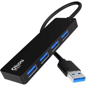 USB 3.0 Hub, 4 Port USB Hub Delivering 5Gbps Speed, Conveniently Amplify Laptop, Flash Drive, Hard Drive, Console, Printer, Camera, Keyboard, and Mouse Connectivity