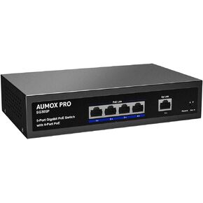5 Port Gigabit PoE Switch,AUMOX PRO 4 Port PoE with 1 Uplink Gigabit Ports 78W,Plug and Play,Metal Case Fanless Network Switch 802.3af/at