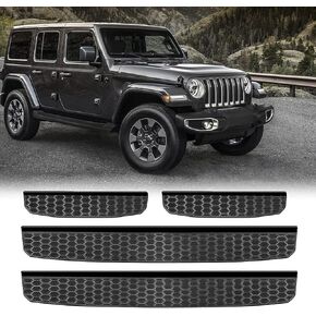 Door Sill Guard Jeep Wrangler JL Accessories Applicable to 2018-2023 JL JLU and Jeep Gladiator JT 2020-2023, Entry Scuff Plate Cover, Door Entry Guards, Black