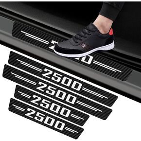 Car Door Sill Protector for 2500, Door Entry Guard, Reflective Carbon Fibre Leather Vinyl Car Threshold Stickers Decoration Scuff Plate Sticker Car Door Edge Guards Accessories (Red)