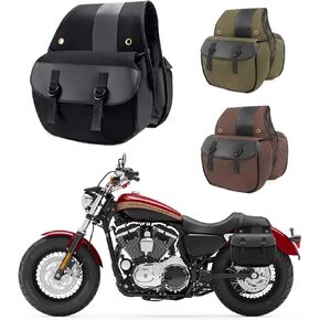 Quick-Easy Universal Fit Throw Over Motorcycle Canvas Biker Cargo Saddlebags (Black)
