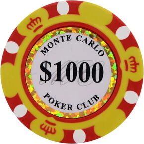 Clay Poker Chips 14 Gram Monte Carlo-Pack of 50 Chips