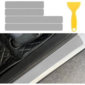 ASUBHA 4PCS Car Door Edge Guard Door Sill Protector, 3D Carbon Fiber Auto Door Entry Edge Guard Protection Trim, Universal Waterproof Door Threshold Strips Exterior Accessories for Car Truck SUV
