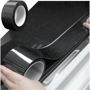 Car Door Edge Entry Guards, 5D Carbon Fiber Anti-Collision Protector Tape, Automotive Scratch Cover Strip Sticker for Door Sill Rear Bumper, Exterior Accessories Fit for Most Cars (1.2"x197", Black)