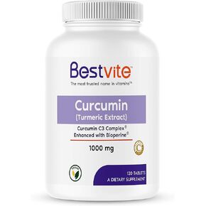 Curcumin 1000mg (Turmeric)(120 Tablets) Made with Curcumin C3 Complex & Bioperine - Standardized to 95% Curcuminoids - Vegan