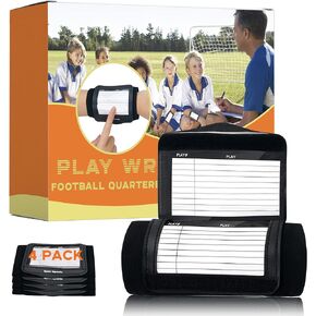 Youth Adult Football Wristbands, Quarterback Playbook Wristband with 3 Compartments, Wrist Coach for Football, Baseball, Softball, All Sports