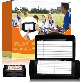 Youth Adult Football Wristbands, Quarterback Playbook Wristband with 3 Compartments, Wrist Coach for Football, Baseball, Softball, All Sports