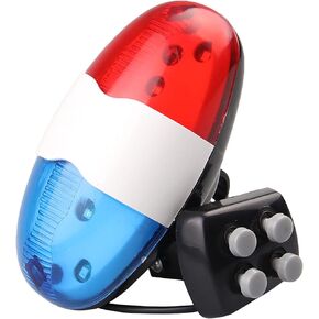 Bike Horn Bicycle Police Sound Light - FRESHOOL Bike Electric Horn 6 LED Lights 4 Sounds Trumpet Cycling Horn Bell Siren Warning Safety Waterproof Bicycle LED Lights for Bike Bicycles Road Biking etc.