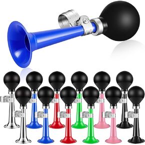 12 Pcs Bike Horns for Kids and Adults 6 Assorted Colors Bicycle Horn with Rubber Squeeze Bulb for Cycling Scooter Golf Cart