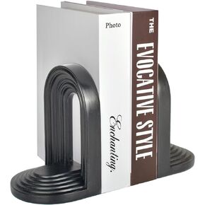 AELS Mordern Bookends, Mid Century Arch Heavy Duty Book Ends, Unique Decorative Bookend Supports for Shelves, Office Desktop Book Stand, Stopper for Books/Movies/CD, White