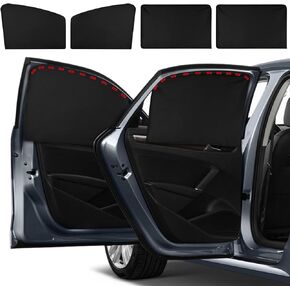Car Window Sun Shade for Side Windows, 4 Pcs Magnetic Car Window Covers Blackout Car Sun Shade Privacy Car Curtains Universal UV Protection Automotive Window Sunshades for Family Baby Kids Car Camping