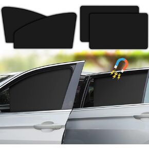 Car Side Window Sun Shades, Universal Car Window Curtains Magnetic Privacy Car Window Shade for Baby Car Blackout Curtain with Sun Protection for Sleeping Camping (4pcs Front and Back)