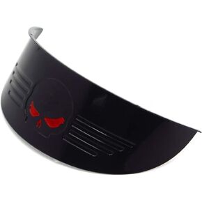 HTTMT - Heavy Duty Thick Chrome Gear Skull 7 Inches Headlight Visor Compatible with XL XLH FXR FX [P/N: USMT325-014A-CD(OLD)]
