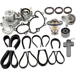 GELUOXI Engine Water Pump Thermostat Timing Belt Tensioner Kit Replacement for Toyota 4Runner Tacoma Tundra T100 3.4L 16100-69398-83, 90916-03075, 13568-YZZ03, 13540-62021