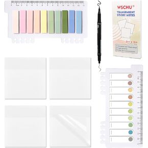 WSCHU 600 Sheets Transparent Sticky Notes, 3 x 3 inch Clear See Through Sticky Notes and Translucent Writable Book Tabs, Annotation kit, for Book Annotation, Office & Study Supplies