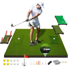 مجموعة سجادة الجولف - بساط ضرب مقاس 5 × 4 أقدام للتمرين الداخلي والخارجي، كبيرة جدًا، سميكة (31 مم)، 5 سجادات قابلة للتبديل، لعشاق الجولف in Kuwait