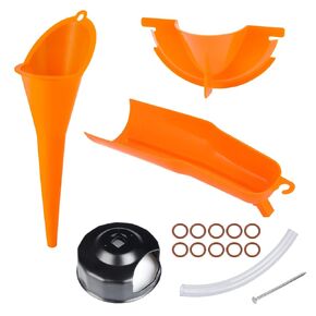 Oil Filter Wrenches &Oil Funnel,Motorcycle Primary Case Oil Funnel, & Crankcase Fill Funnel +Drip Free Oil Filter Funnel + O-Ring #11105 Primary Drain Plugs fit for Harley Sporster Dyna