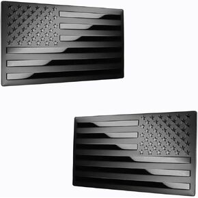 USA American Metal Flag Auto Fender Emblem for Cars Trucks Forward and Reverse Set (5"x3", Black - 2 Pack)