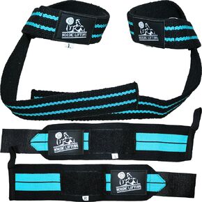 Wrist Wraps + Lifting Straps Bundle (2 Pairs) for Weightlifting, Cross Training, Workout, Gym, Powerlifting, Bodybuilding - Support for Men/Women, Avoid Injury During Weight Lifting
