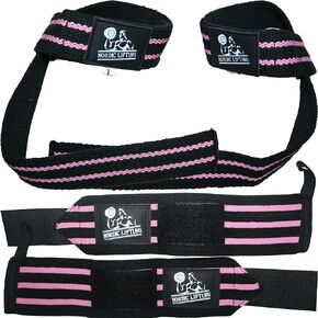 Wrist Wraps + Lifting Straps Bundle (2 Pairs) for Weightlifting, Cross Training, Workout, Gym, Powerlifting, Bodybuilding - Support for Men/Women, Avoid Injury During Weight Lifting