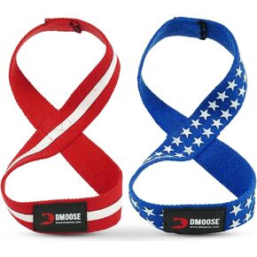 DMoose Fitness Figure 8 Lifting Straps for Weightlifting, Powerlifting & Deadlifts - Premium Quality Heavy Duty Support Straps For Bodybuilding - Enhances Grip Strength, Reduces Wrist Strain