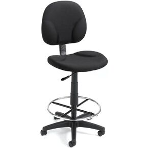 Boss Office Products B1691-CS Stand Up Caressoft Drafting Stool with Adjustable Arms in Black