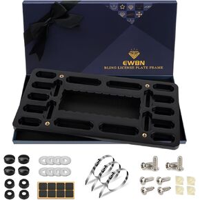 EWBN License Plate Bracket Holder,Car Front License Plate Mounting Kit,Universal Bumper Tag Frame 2 Drill Holes Mount Adapter with Stainless Steel Cable Ties,Screw Bolt caps