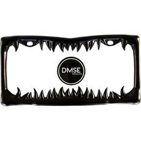 DMSE Universal Metal Shark Tooth Teeth Jaws License Plate Frame Cool Design for Any Vehicle (Black Sharks Tooth)