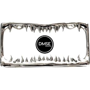 DMSE Universal Metal Shark Tooth Teeth Jaws License Plate Frame Cool Design for Any Vehicle (Black Sharks Tooth)