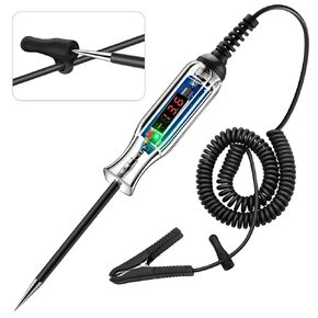Upgraded 3-72V Digital Automotive LED Circuit Tester, DC Voltage Test Light with Voltmeter & Portable Spring Wire, Vehicle Circuits Low Voltage Light Tester Pen with Sharp Stainless Probe
