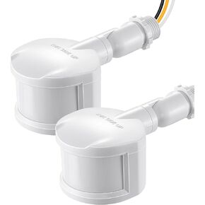EDISHINE Motion Sensor, Automatic Dusk to Dawn, 180-Degree Replacement Motion Sensor, Adjustable Time & Detection Range Up to 60FT, Outdoor Motion Sensor for Security Floodlight, UL Listed, 2 Pack