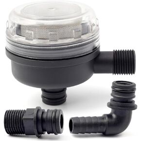 01740014A 1/2" Water Pump Strainer Fits for Xylem Flojet Water Pump,Male Threads with 1/2'' 20381-009 Elbow Hosebarb Fitting & 1/2" NPT 20381-039 Quad Demand Port Kits