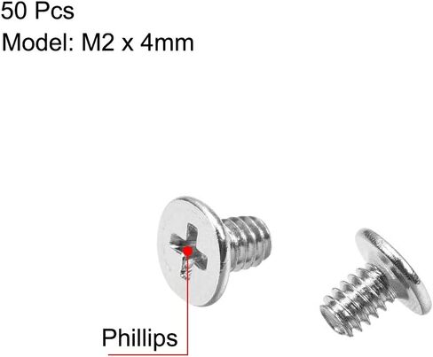 Uxcell M2x4mm فيليبس برغي السحابة أسود 3.8 مم ضياء رأس المسمار لأجهزة الكمبيوتر المحمول PC TV مروحة التبديل 50 قطعة in Saudi Arabia