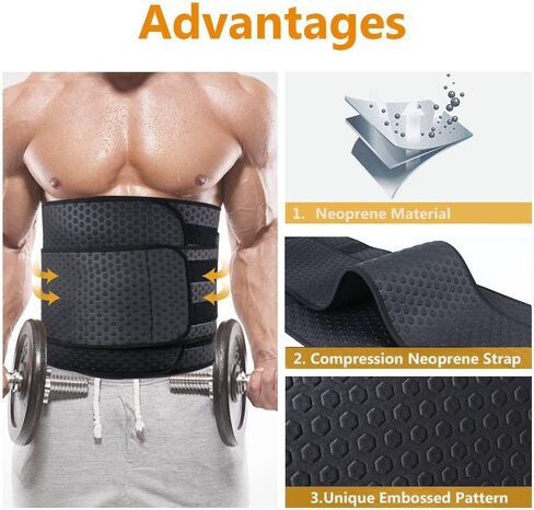 Wasit Trimmer for Men, Neoprene Ab Belt Widening Waist Trainer with Adjusted Straps for Weight Loss and Back Support in Saudi Arabia