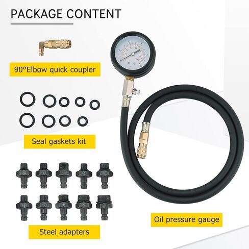 Oil Pressure Tester Kit | 0-140 PSI Engine Cylinder Oil Pressure Diagnostic Tester Tool Set with Hose Adapters for Cars ATVs Trucks Use in Kuwait