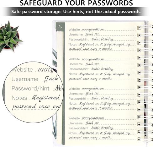 Flowers Password Book - WERTIOO with Alphabetical Tabs, 5.7" x 4.3" Smal Spiral Password Organizer Book, Password Keeper for Seniors, Internet Login, Website, Username, Passwords, for Home or Office in Kuwait