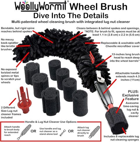 Wheel Cleaning Brush Car Detailing Kit - Rim Brush, Lug Nuts and Wheel Cleaner Brush Car Wash Kit -Tire Brushes for Cleaning Rims - Car Cleaning Supplies and Rim Cleaner Brush Set in Saudi Arabia