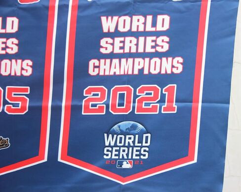 ATL 1914 1957 1995 2021 Braves 4 مرات، علم أبطال العالم، لافتة بطولة داخلية، 3 أقدام في 5 أقدام in Kuwait