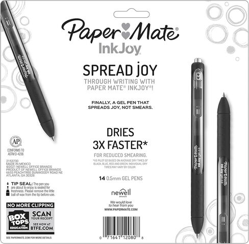 بيبر ميت، InkJoy Pens، أقلام جل، رأس رفيع (0.5 مم)، متنوع، 14 قلمًا in Saudi Arabia