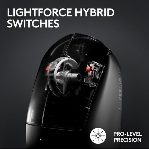 Logitech G PRO X SUPERLIGHT 2 LIGHTSPEED Wireless Gaming Mouse, 4K Polling, Lightweight, LIGHTFORCE Hybrid Switches, HERO 2 Sensor, 32,000 DPI, 5 Programmable Buttons, USB-C Charging, PC & Mac - Black in Saudi Arabia