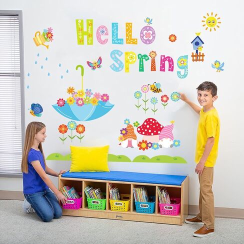 100 Pcs Spring Bulletin Board Decoration Hello Spring Flower Butterfly Cut-Outs Bulletin Board Decoration for School Classroom Game Party Supplies in Kuwait