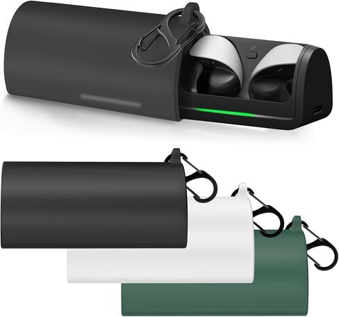 MoKo Explore Wireless Earbuds Case Cover, Soft Silicone Protective Case Compatible with Sony Pulse Explore Earbuds, Portable Scratch-Resistant Sleeve Cover with Anti-Lost Buckle, Black in Saudi Arabia