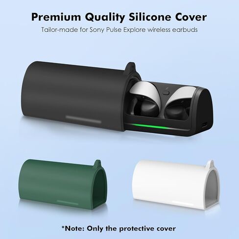 MoKo Explore Wireless Earbuds Case Cover, Soft Silicone Protective Case Compatible with Sony Pulse Explore Earbuds, Portable Scratch-Resistant Sleeve Cover with Anti-Lost Buckle, Black in Saudi Arabia