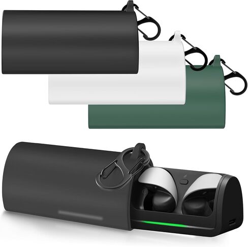 MoKo Explore Wireless Earbuds Case Cover, Soft Silicone Protective Case Compatible with Sony Pulse Explore Earbuds, Portable Scratch-Resistant Sleeve Cover with Anti-Lost Buckle, Black in Saudi Arabia