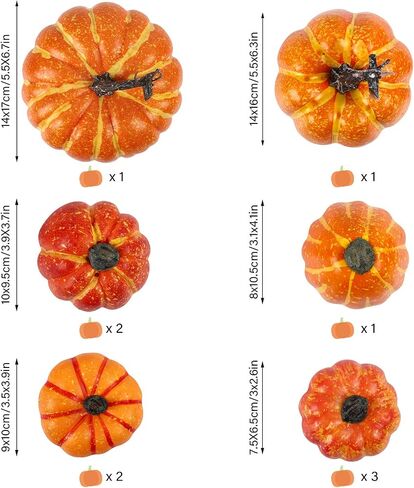 FUNARTY Thanksgiving Pumpkin Decor 10pcs Artificial Pumpkins Assorted Size Autumn Fall Pumpkins Decoration for and Harvest Farmhouse Table Decorative in Saudi Arabia