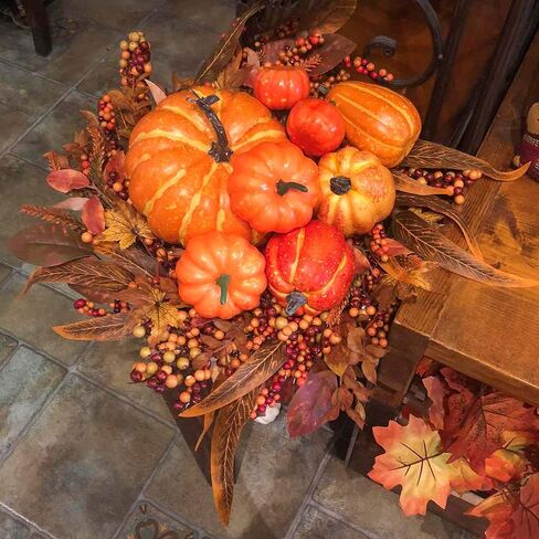 FUNARTY Thanksgiving Pumpkin Decor 10pcs Artificial Pumpkins Assorted Size Autumn Fall Pumpkins Decoration for and Harvest Farmhouse Table Decorative in Saudi Arabia
