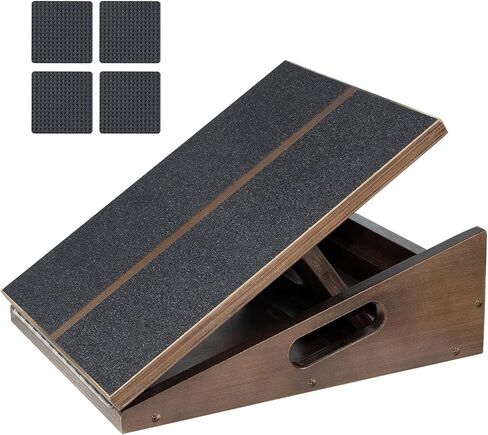 Slant Board for Calf Stretching, Calf Stretcher Slant Board, Incline Board and Hamstring Stretcher, MWAOWM Upgrade Adjustable Professional Wooden Slant Board for Calf Stretching with Non-Slip Pad in Kuwait